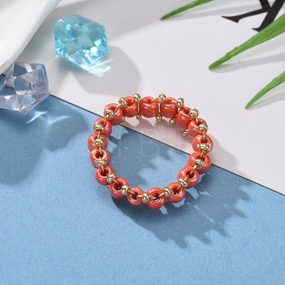 Round Glass Seed Beaded Finger Rings RJEW-JR00307-06-1