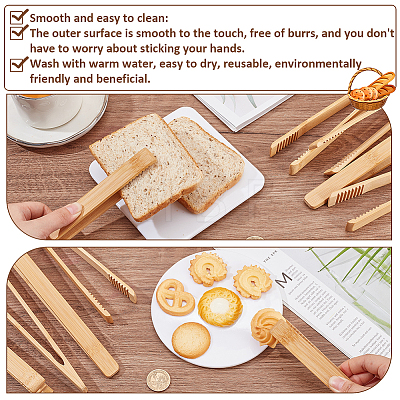 Bamboo Cooking Tongs AJEW-WH0270-205-1