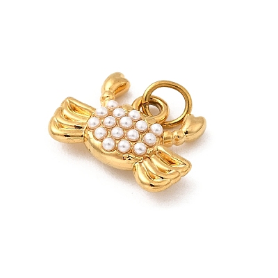 304 Stainless Steel ABS Imitation Pearl Pendants STAS-B097-07G-05-1
