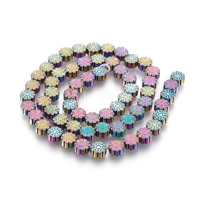 Electroplated Non-magnetic Synthetic Hematite Bead Strand G-E498-04F-1