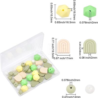 6 Style Food Grade Eco-Friendly Silicone Beads SIL-CA0001-39-1