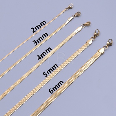 5~6MM Unisex 304 Stainless Steel Flat Snake Chains Necklaces CI0111-34-1