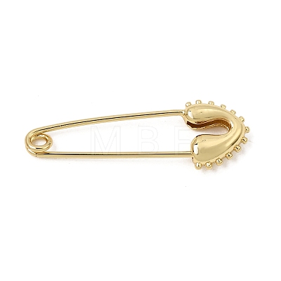 Minimalist Brass Safety Pin Brooch with Beaded Edge KK-CBAA41C-06G-1
