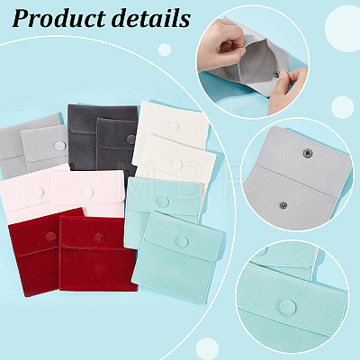  12Pcs 6 Colors Square Velvet Jewelry Bags TP-NB0001-60-1