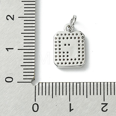 Rack Plating Brass Micro Pave Clear Cubic Zirconia Charms KK-G501-01F-P-1