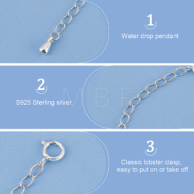 BENECREAT 4Pcs 2 Styles 925 Sterling Silver Plated Sterling Silver Curb Chain Extender FIND-BC0005-13B-1
