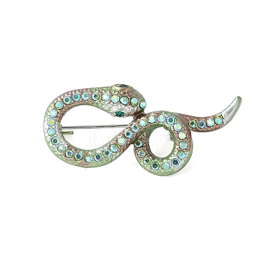 Snake Alloy Rhinestone Brooches for Backpack Clothes JEWB-V003-01P-1