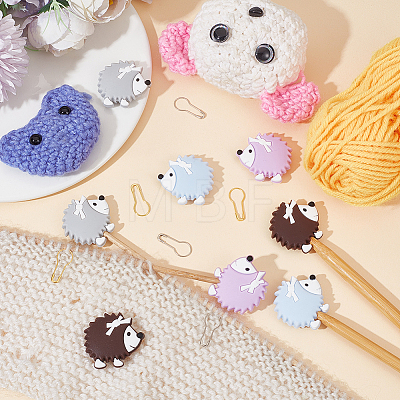  DIY Hedgehog Silicone Beads Knitting Needle Protectors/Knitting Needle Stoppers with Stitch Markerss IFIN-NB0001-57-1