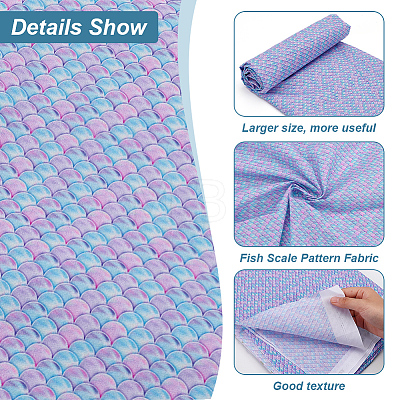 Polyester Mermaid Fish Scale Pattern Fabric DIY-WH0622-024B-1