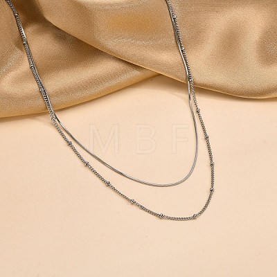 Non-Tarnish 304 Stainless Steel Double-Layer Necklace LS-NJEW-Q321-01P-1