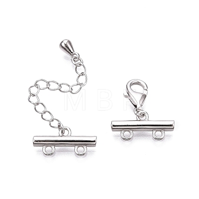 Anti-Tarnish Rhodium Plated 925 Sterling Silver Necklace Layering Clasps STER-N016-13P-1