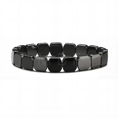Synthetic Non-magnetic Hematite Beads Stretch Bracelets for Men PZ7053-7-1