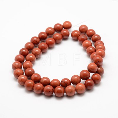 Natural Red Jasper Beads Strands X-G-E375-10mm-03-1