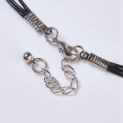 Waxed Cord Tiered Necklace NJEW-P185-A02-1