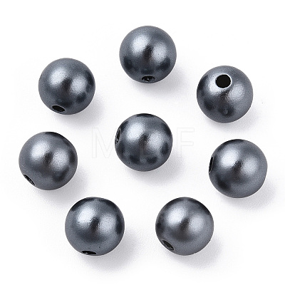 Spray Painted ABS Plastic Imitation Pearl Beads OACR-T015-05B-01-1