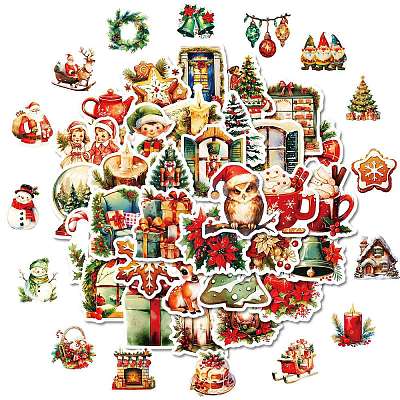 50Pcs Christmas Eve Theme Cartoon Paper Stickers X-DIY-P085-11-1