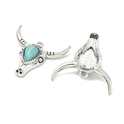 Bohemian Synthetic Turquoise Cattle Pendants FIND-Z112-01AS-07-1