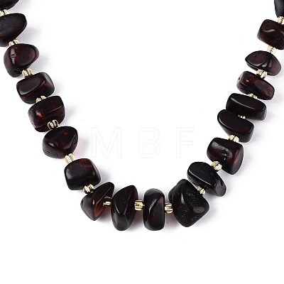 Natural Amber Nuggets Graduated Beaded Necklaces NJEW-T019-05-1