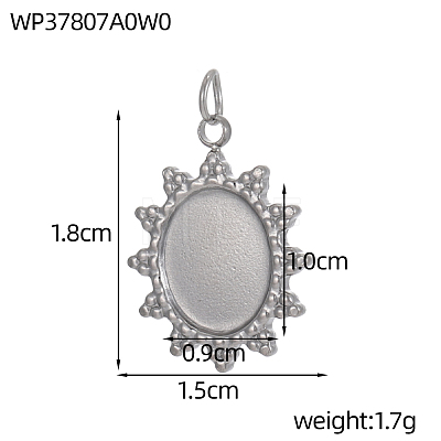 304 Stainless Steel Pendant Cabochon Settings STAS-OY010-29P-1