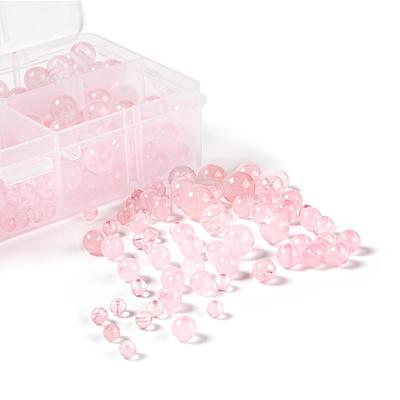 340Pcs 4 Sizes Natural Rose Quartz Beads Strands G-LS0001-13-1