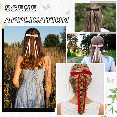 Polyester Ribbon Bowknot Alligator Hair Clips AJEW-CP0008-40B-1