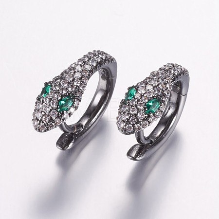 Brass Micro Pave Cubic Zirconia Hoop Earrings EJEW-F134-01B-1