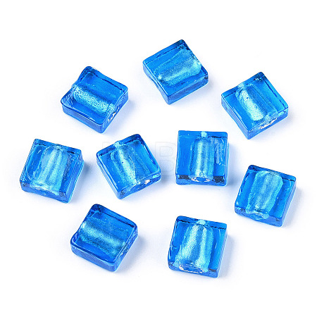 Handmade Silver Foil Lampwork Beads FOIL-S006-12x12mm-08-1