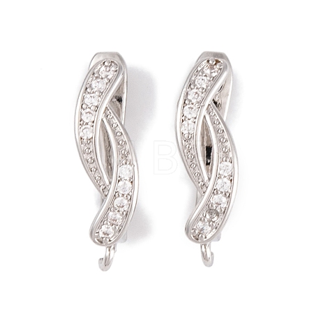 Rack Plating Brass Cubic Zirconia Hoop Earring Findings KK-S374-04P-05-1
