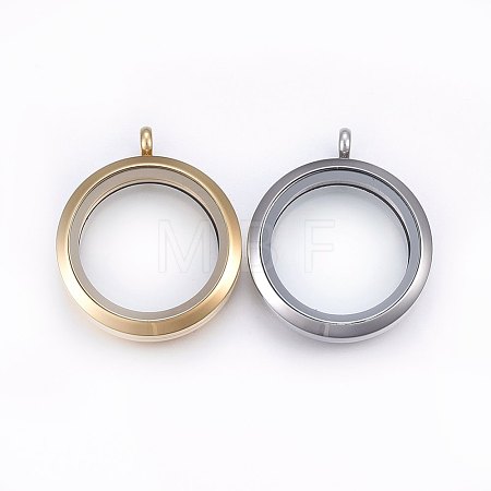 304 Stainless Steel Magnetic Floating Locket Pendants STAS-O103-35-1