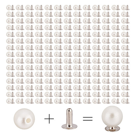 200 Sets ABS Plastic Imitation Pearl Rivet Studs KY-GO0001-06A-1