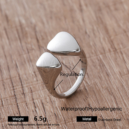 Irregular 304 Stainless Steel Cuff Open Rings for Women AJ8758-3-1