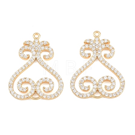 Brass Micro Pave Clear Cubic Zirconia Connector Charms CU-CBA7BFE-03C-G-1