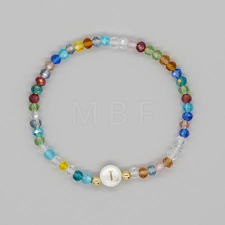 Handmade Bohemian Colorful Faceted Rondelle Glass Beaded Stretch Bracelets UI5654-12-1