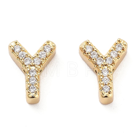 Rack Plating Brass Micro Pave Clear Cubic Zirconia Beads KK-G500-30G-Y-1