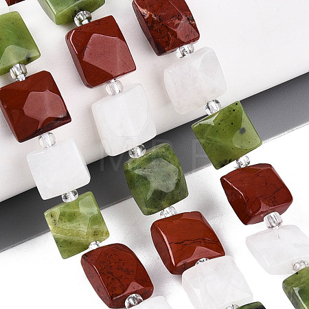 Natural Canada Jade & Red Jasper & Rainbow Moonstone Beads Strands G-T144-18A-01-1