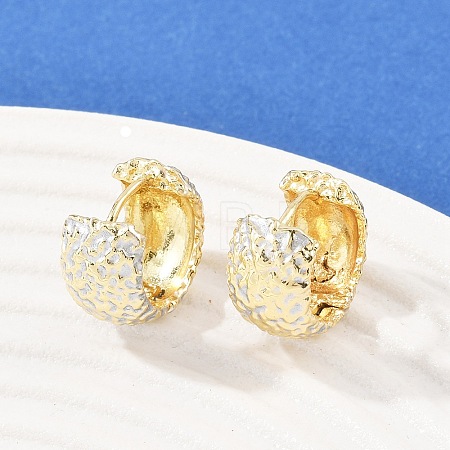 Brass Enamel Hoop Earrings EJEW-D336-02G-1
