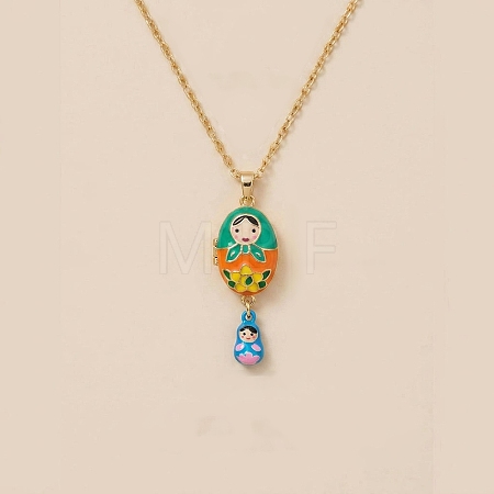 Magnetic Brass Enamel Egg with Girls Locket Pendant Necklaces for Women LS-KK-CBAF5B9-02G-01-1