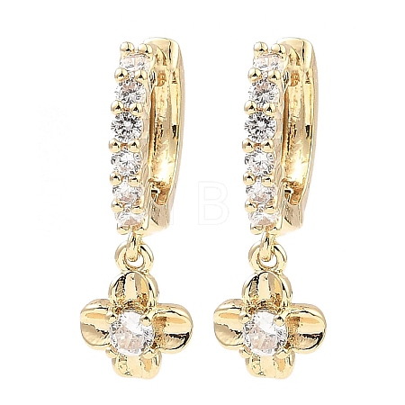 Brass with Cubic Zirconia Dangle Hoop Earrings EJEW-G362-05KCG-1