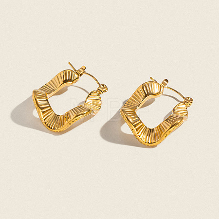 Vintage Style Textured Wavy 304 Stainless Steel Hoop Earrings LS-CM5039-1