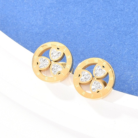 Flower 304 Stainless Steel Stud Earrings EJEW-H175-01G-1