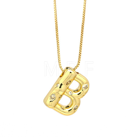 Brass Micro Pave Clear Cubic Zirconia Initial Pendant Necklaces FS-WGF17D9-07-1