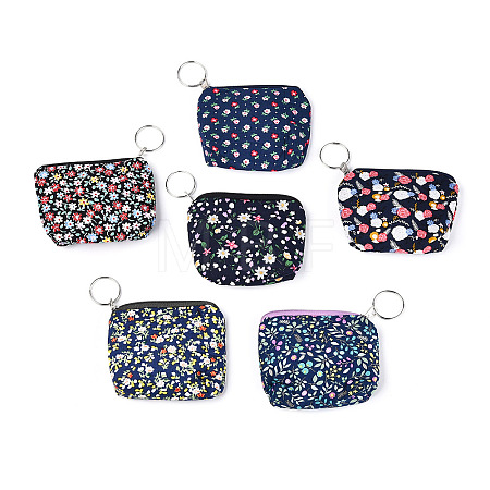 Flower Pattern Cotton Cloth Wallets AJEW-N003-11-1