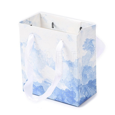 Gradient Color Rectangle Paper Gift Storage Bags with Ribbon Handles ABAG-A011-01C-1