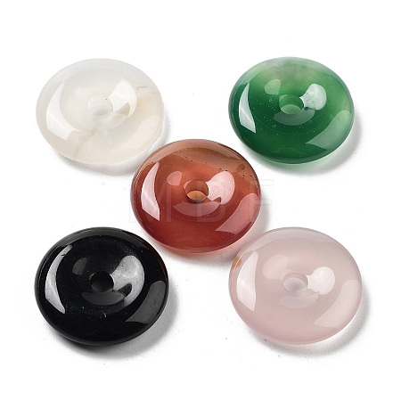 Natural Mixed Stone Donut/Pi Disc Charms G-P520-02-1