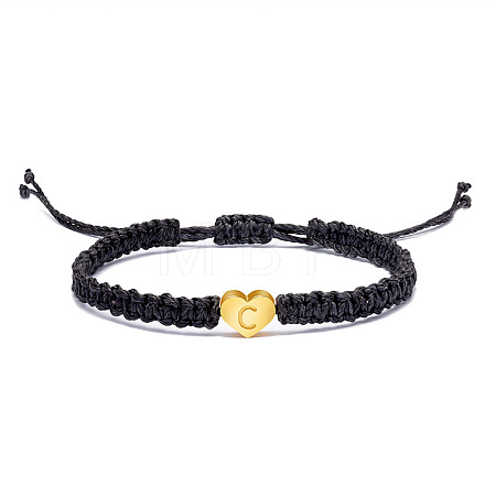 Alloy Heart with Letter Pattern Bead Braided Bead Bracelets FS-WGEB992-03-1