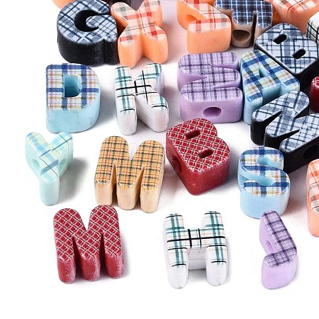 Printed Opaque Acrylic European Beads OACR-Q199-08-1