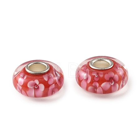 Lampwork & Brass Core European Beads LAMP-P019-01P-16-1
