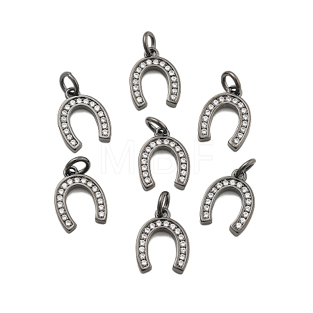 CZ Brass Micro Pave Cubic Zirconia Horse Shoe Charms ZIRC-L018-13B-1