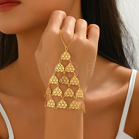 Brass Layered Link Ring Bracelets for Women GT6383-2-1