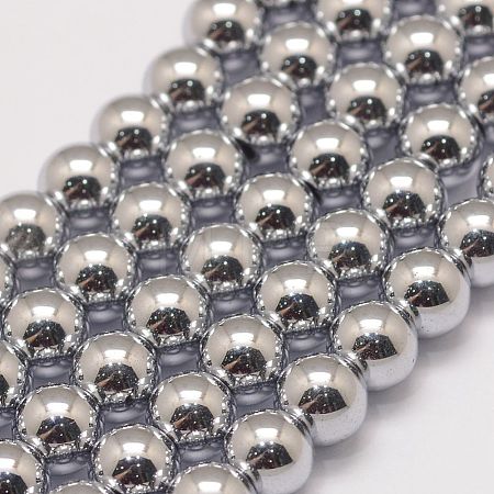 Grade AA Magnetic Synthetic Hematite Bead Strands G-P258-05-6mm-1